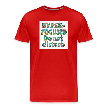 Conception hyper concentrée et sans déranger - T-shirt bio Premium Homme - rouge - Devant - Damien (186cm)