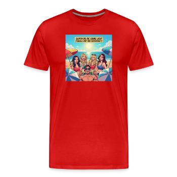 Boire jusqu’à ce que le soleil rit - T-shirt bio Premium Homme - rouge - Devant - Damien (186cm)