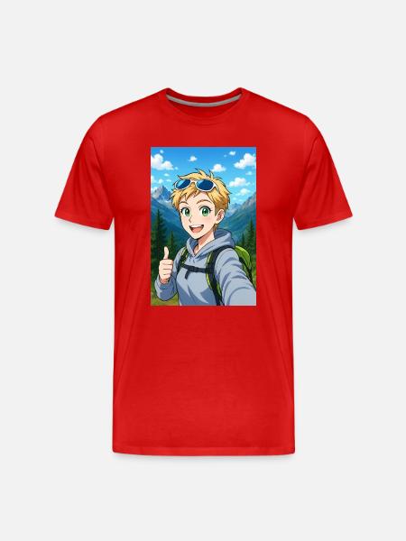 Animated Mountain Hiker Adventure - Men's Premium Organic T-Shirt - red