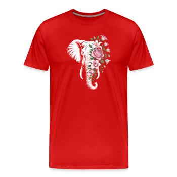 Blumiger Elefant - Männer Premium Bio T-Shirt - Rot - Vorne - Damien (186cm)