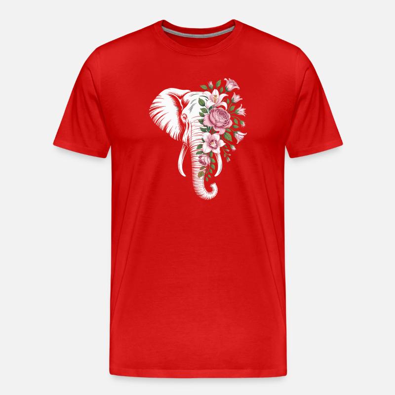 Blumiger Elefant - Männer Premium Bio T-Shirt - Rot