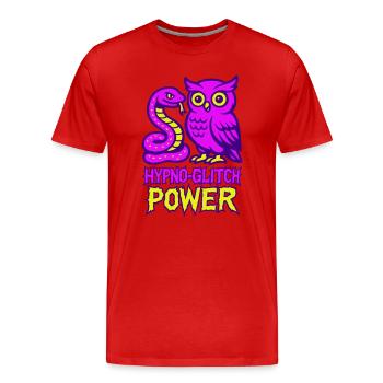 Hypno Glitch Power Owl - Men's Premium Organic T-Shirt - red - Front - Damien (186cm)