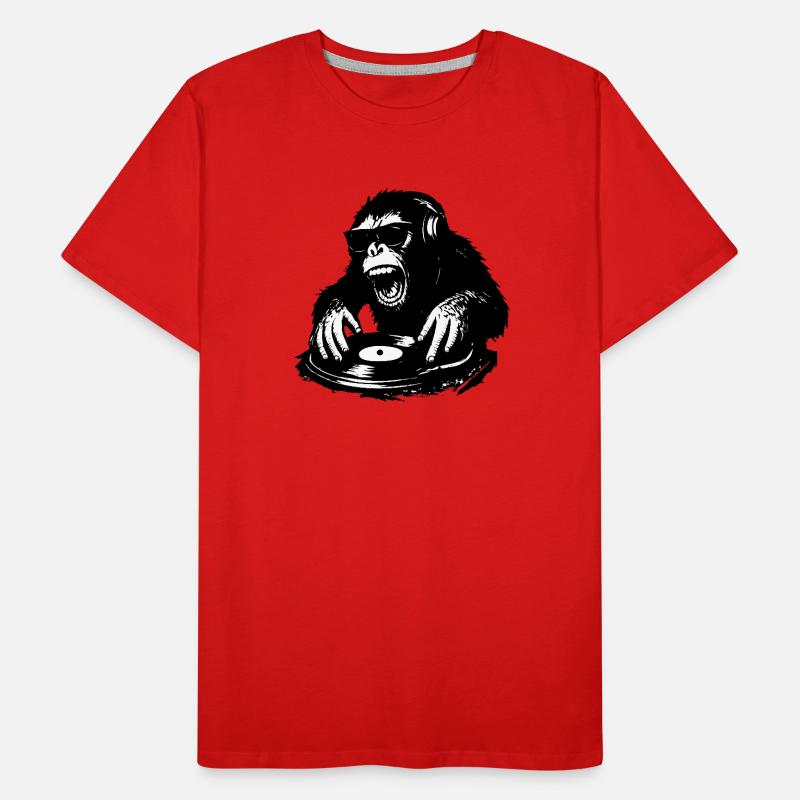 Wild DJ monkey sur platine vinyle T-shirt bio Premium Homme