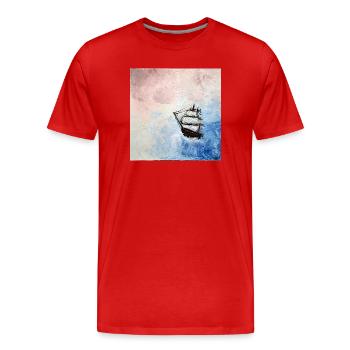Historic Sailing Ship Against a Cloudy Sky - Men's Premium Organic T-Shirt - red - Front - Damien (186cm)