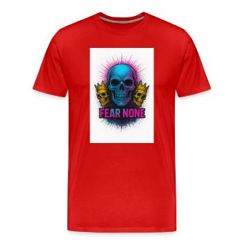 Kühner Schädel mit Kronen Tintendesign - Männer Premium Bio T-Shirt - Rot - Vorne - Damien (186cm)