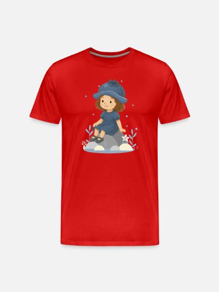 Süßes Heidelbeer-Mädchen Illustration - Männer Premium Bio T-Shirt - Rot