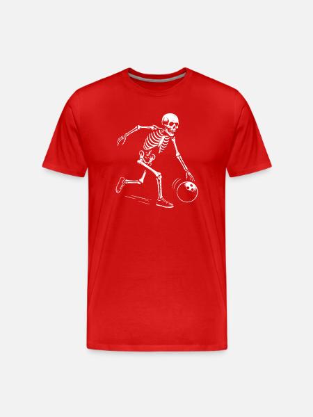 skeleton bowling team gift - Men's Premium Organic T-Shirt - red
