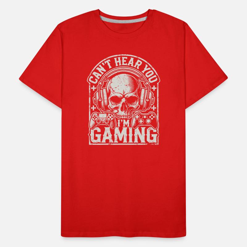 Gaming skull with headset and controllers Men's Premium Organic T-Shirt