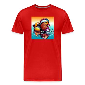 Canard mandarin - T-shirt bio Premium Homme - rouge - Devant - Damien (186cm)