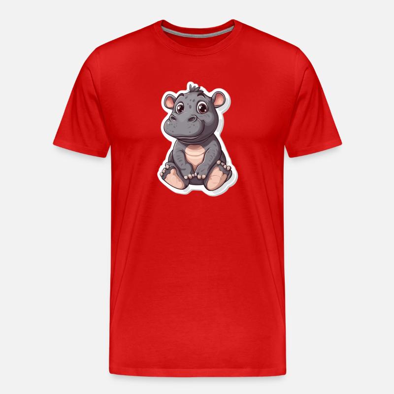 Nilpferd - Männer Premium Bio T-Shirt - Rot