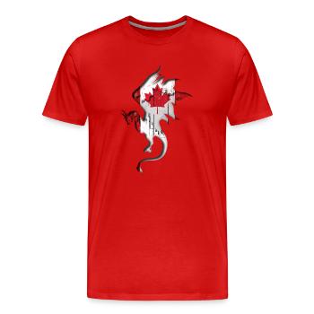 Flag of Canada - Canada - Dragon Silhouette - Men's Premium Organic T-Shirt - red - Front - Damien (186cm)
