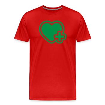 Health Heart Icon – Medizinische Versorgung und Erste Hilfe - Männer Premium Bio T-Shirt - Rot - Vorne - Damien (186cm)