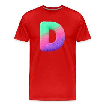 D - Lettre en aspect fourrure et dégradé de couleurs - T-shirt bio Premium Homme - rouge - Devant - Damien (186cm)