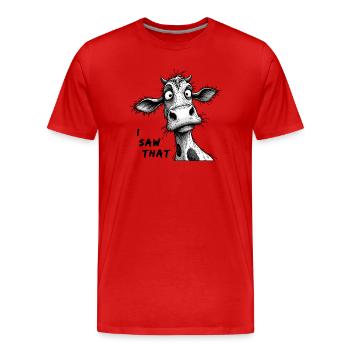 Ich habe diese lustige Zeichnung einer Kuh gesehen - Männer Premium Bio T-Shirt - Rot - Vorne - Damien (186cm)