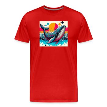 Wal - Männer Premium Bio T-Shirt - Rot - Vorne - Damien (186cm)