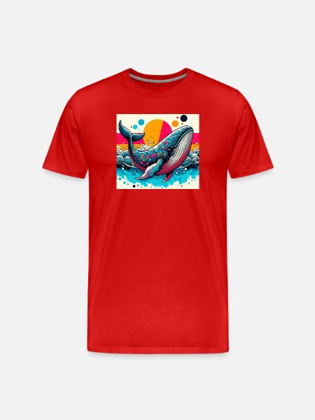whale - Men's Premium Organic T-Shirt - red