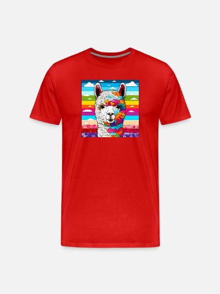 Alpaka - Männer Premium Bio T-Shirt - Rot