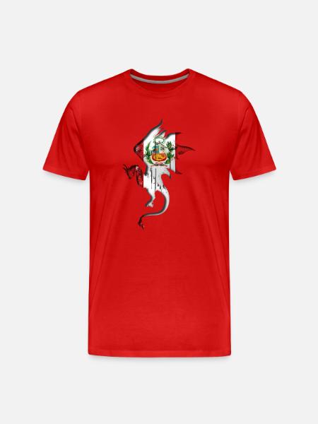 Flag of Peru - Peru - Dragon Silhouette - Men's Premium Organic T-Shirt - red