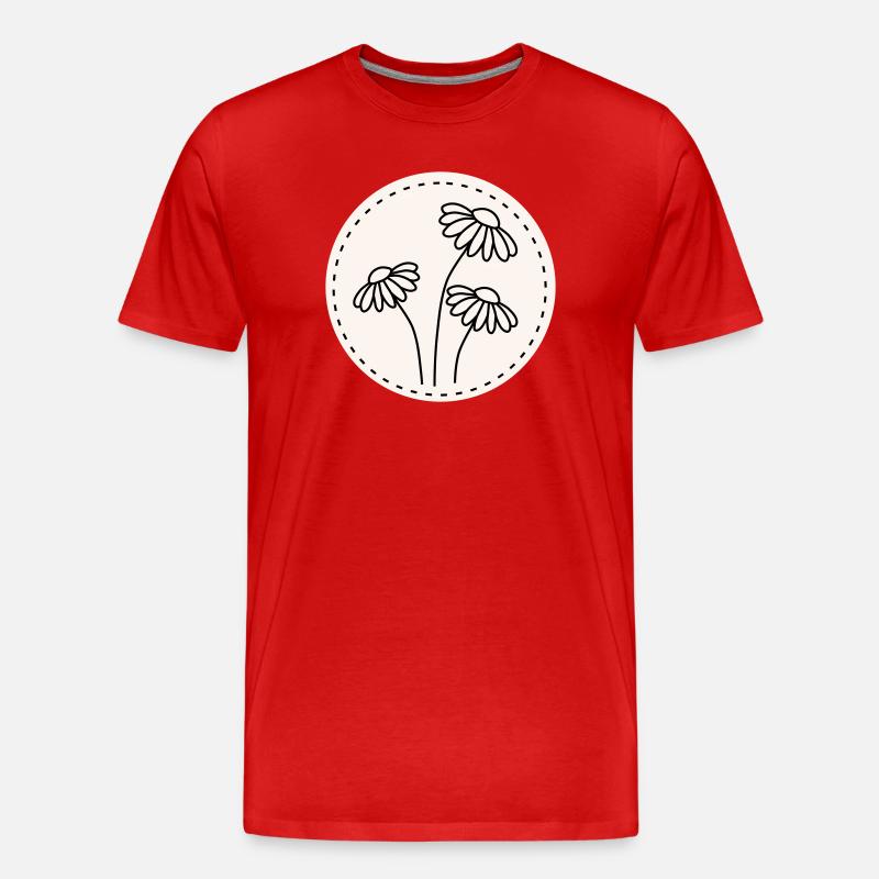 Gänseblümchen Line Art – Blumen Motiv Kreis - Männer Premium Bio T-Shirt - Rot