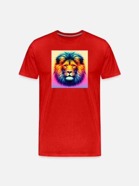 Löwe - Männer Premium Bio T-Shirt - Rot