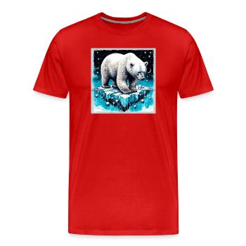 ours blanc - T-shirt bio Premium Homme - rouge - Devant - Damien (186cm)