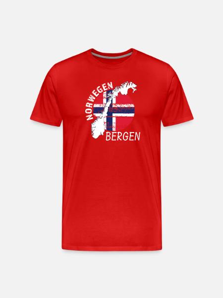 Bergen - Männer Premium Bio T-Shirt - Rot