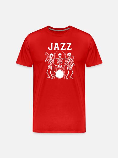 Jazz Skeleton Band Illustration - Men's Premium Organic T-Shirt - red