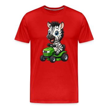 Cute Zebra Lawn Mower Horticulture - Men's Premium Organic T-Shirt - red - Front - Damien (186cm)