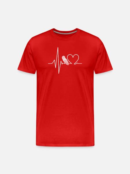 Heart Owl Heartbeat Design - Men's Premium Organic T-Shirt - red