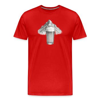 Bergblick mit Bierglas - Männer Premium Bio T-Shirt - Rot - Vorne - Damien (186cm)