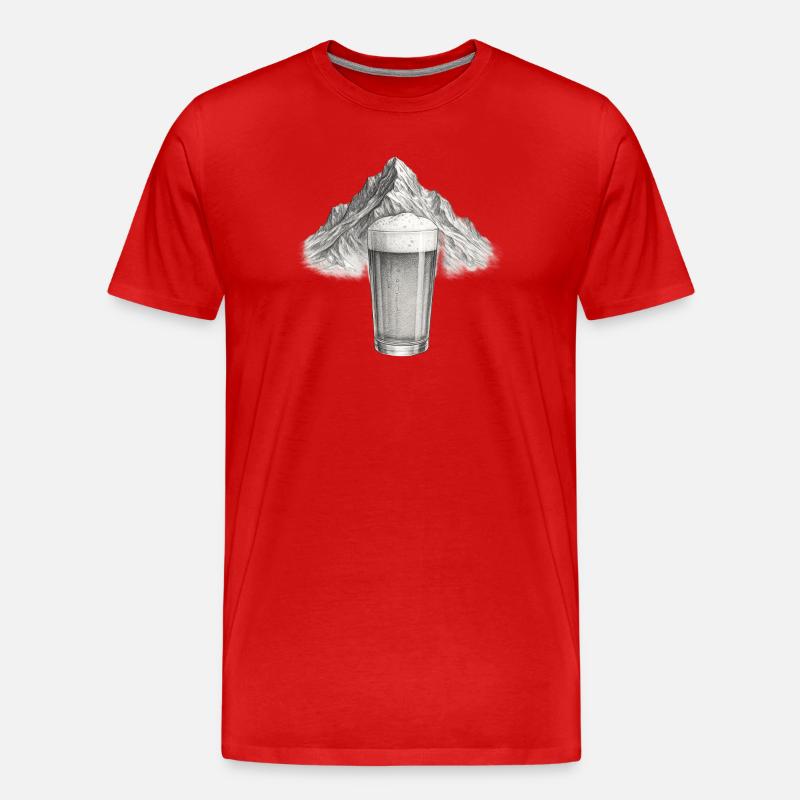 Bergblick mit Bierglas - Männer Premium Bio T-Shirt - Rot