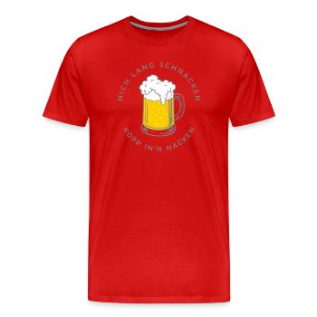Nich lang schnacken – Tasse im Nacken - Männer Premium Bio T-Shirt - Rot - Vorne - Damien (186cm)