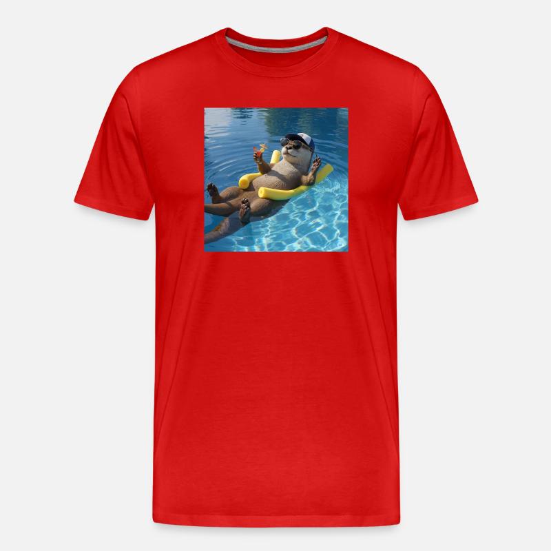 Otter im Urlaub - Männer Premium Bio T-Shirt - Rot