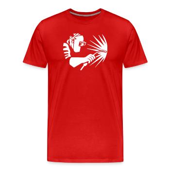 Minimalistischer Schweißer Silhouette Industrie - Männer Premium Bio T-Shirt - Rot - Vorne - Damien (186cm)