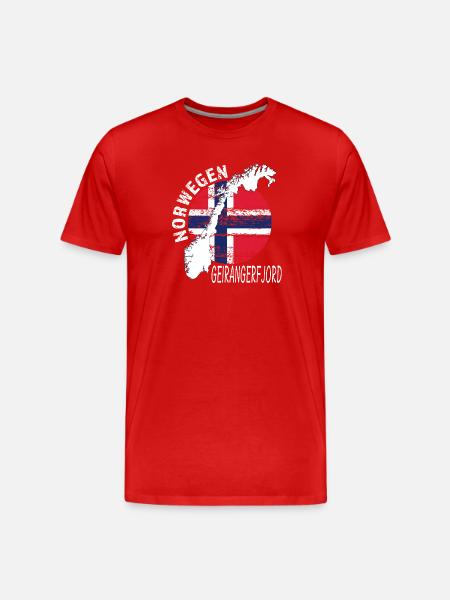 Geirangerfjord - Männer Premium Bio T-Shirt - Rot