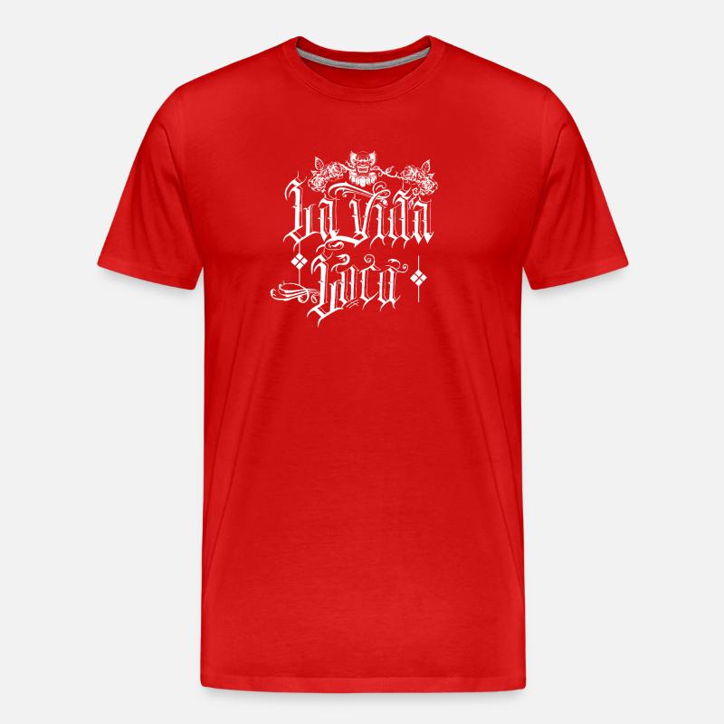 Schädel und Rosen Tattoo-Design - Männer Premium Bio T-Shirt - Rot