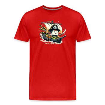 Capitaine Tofu Barbe-poivrée - T-shirt bio Premium Homme - rouge - Devant - Damien (186cm)