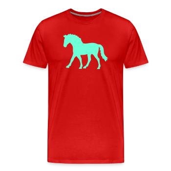 Silhouette de cheval contour course à pied cavalier équitation - T-shirt bio Premium Homme - rouge - Devant - Damien (186cm)