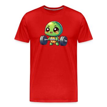 Chibi Schildkröte Hantel Gewichtheben Sport  - Männer Premium Bio T-Shirt - Rot - Vorne - Damien (186cm)