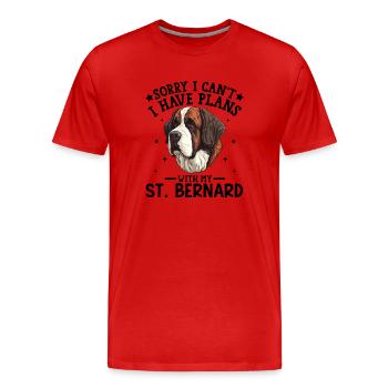 Realistisches Bernhardiner Hundeportrait - Männer Premium Bio T-Shirt - Rot - Vorne - Damien (186cm)
