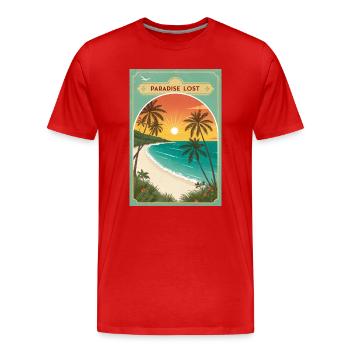 Paradise Lost 2050 : Le dernier coucher de soleil d’Eden - T-shirt bio Premium Homme - rouge - Devant - Damien (186cm)