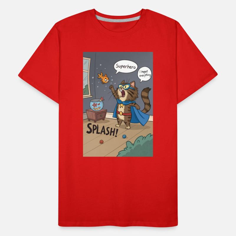Superhero Cat Splash - Regrettable Saga du poisson rouge T-shirt bio Premium Homme