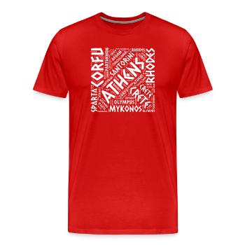 Greece city typography layout map  - Men's Premium Organic T-Shirt - red - Front - Damien (186cm)