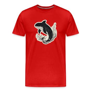 whale - Men's Premium Organic T-Shirt - red - Front - Damien (186cm)