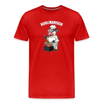 Chef Cow Cooking Cook Cowlinary - Men's Premium Organic T-Shirt - red - Front - Damien (186cm)
