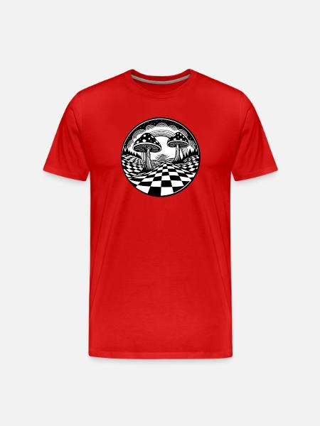 Psychedelic Mushroom Landscape Design - Men's Premium Organic T-Shirt - red