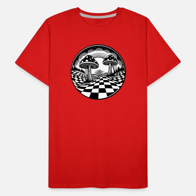 Conception paysagère de champignons psychédéliques T-shirt bio Premium Homme