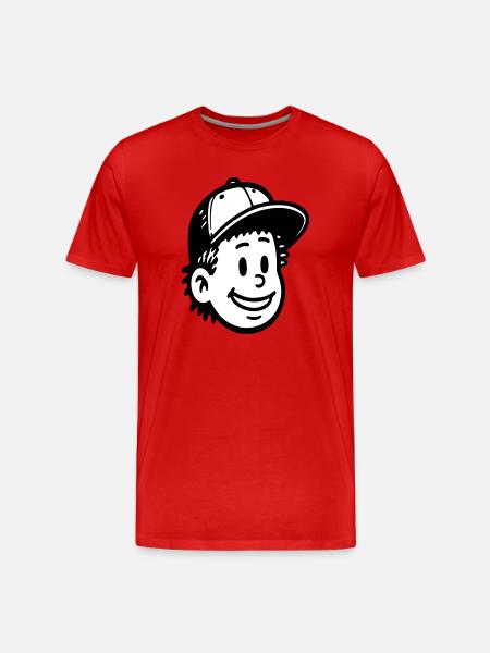 Verspieltes Cartoon Junge Gesicht Design - Männer Premium Bio T-Shirt - Rot