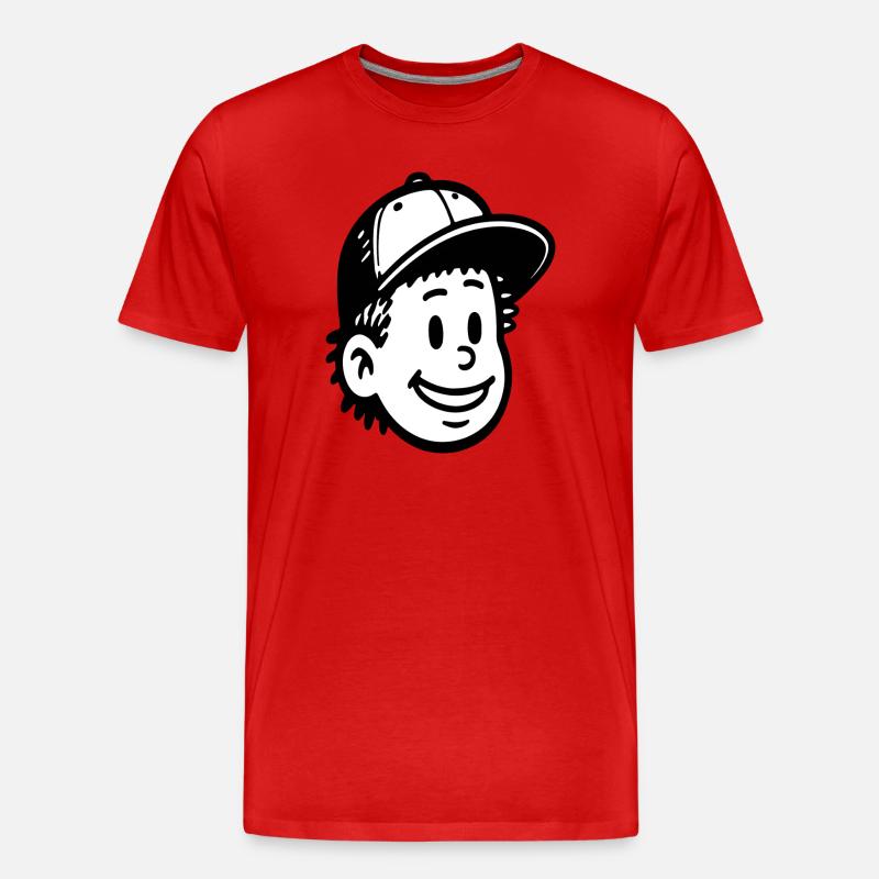 Verspieltes Cartoon Junge Gesicht Design - Männer Premium Bio T-Shirt - Rot