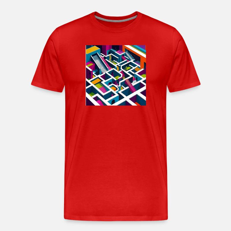 Abstractico Geometrisches Labyrinth - Männer Premium Bio T-Shirt - Rot